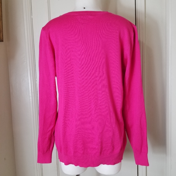 BY DESIGN NORDSTROM NWT XL pink peacock long sleeve pull over sweater - Picture 5 of 8